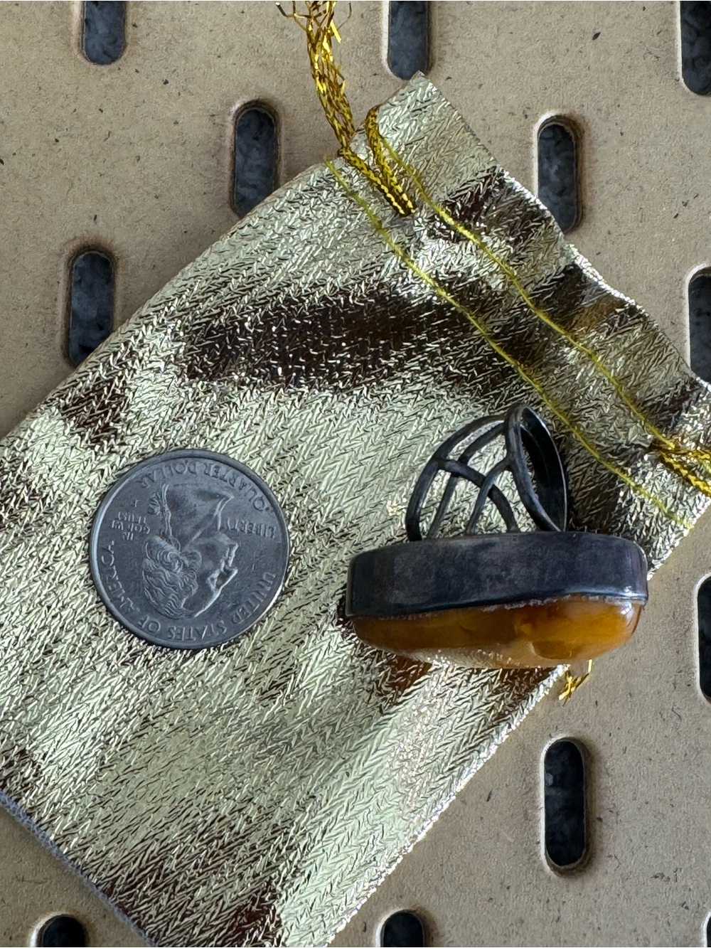 Large vintage sterling silver genuine butterscotch Baltic amber ring size 7 - Picture 10 of 10